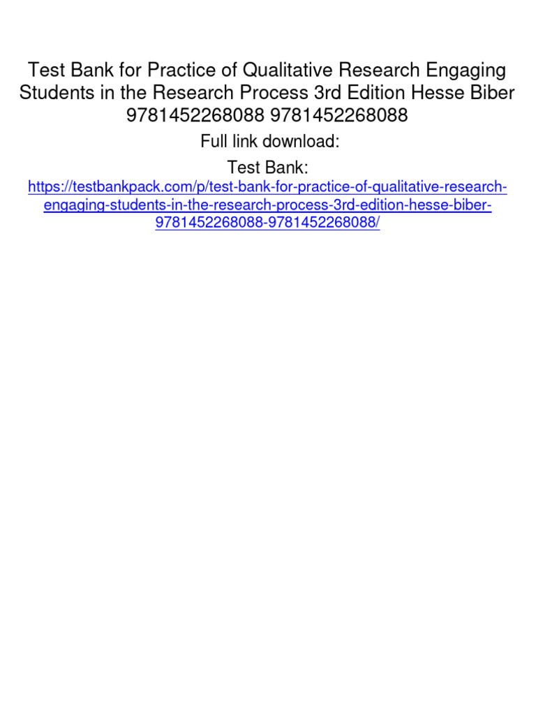 Test Bank for Qualitative Research | PDF
