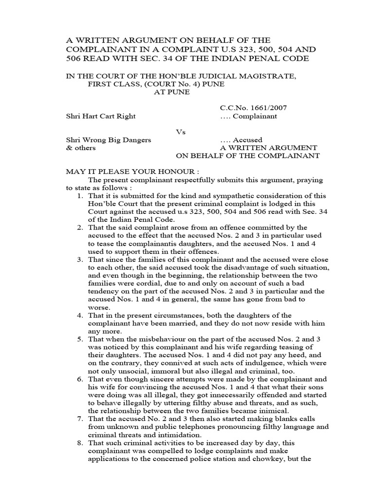 a-written-argument-on-behalf-of-the-complainant-in-a-complaint-u-s-323