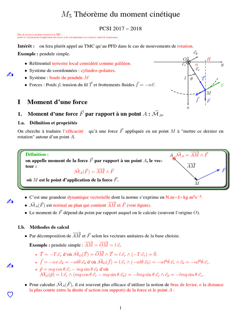 Théorème du moment cinétique M5 PDF — free download