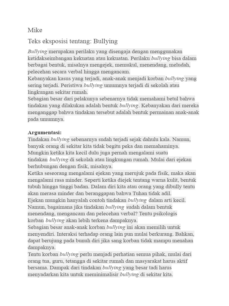 Teks Eksposisi Bully PDF