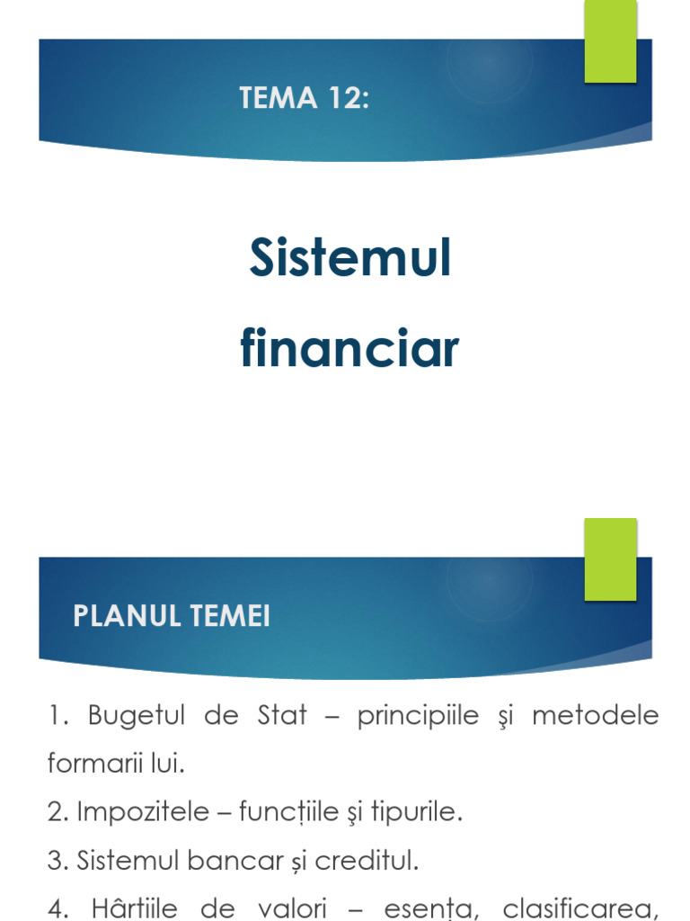 Tema 12. Sistemul Financiar PDF