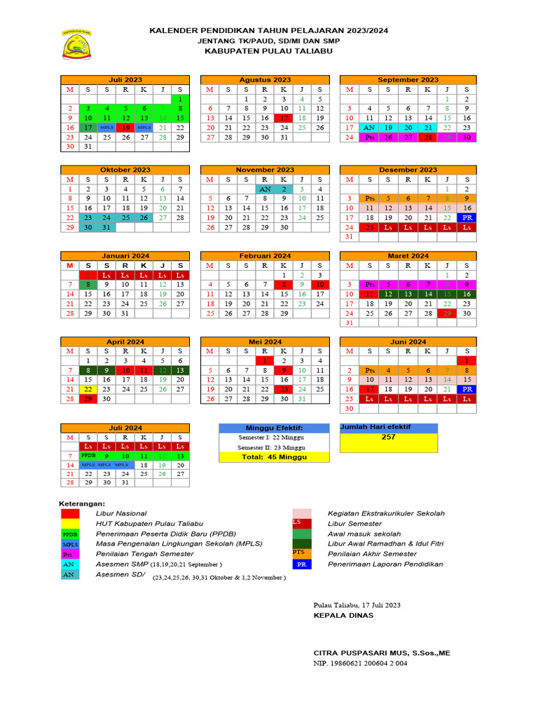 Kalender Pendidikan TP 2023 - 2024 | PDF