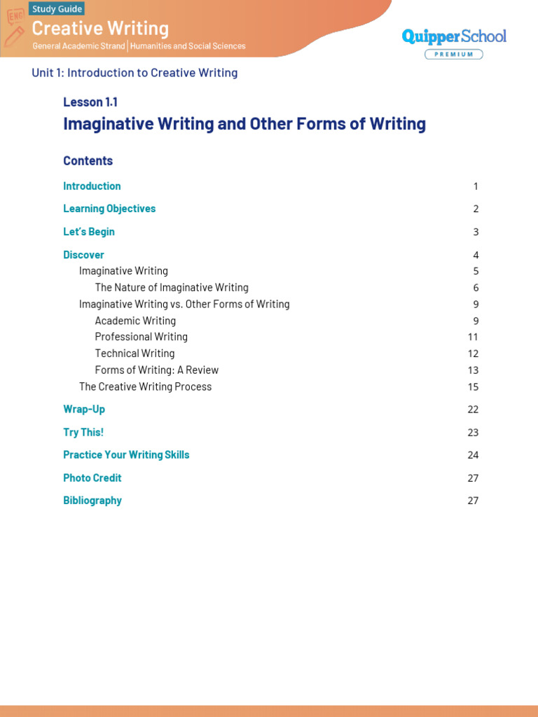CRW11 - 12 Q1 0101M - SG - Imaginative Writing and Other Forms of ...