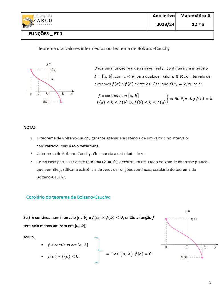 Funções - FT 1 | PDF