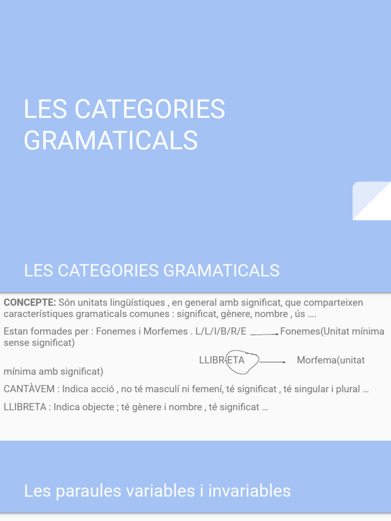Les Categories Gramaticals | PDF