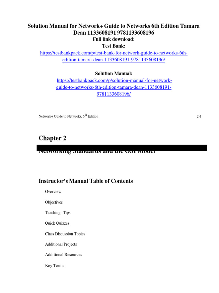 Solution Manual for Network+ Guide | PDF | Computers