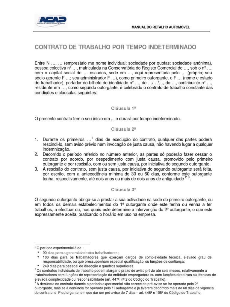 Exemplo De Contrato De Trabalho Por Tempo Indetermina vrogue.co