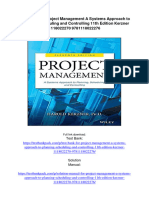 Test Bank For Project Management A Systems Approach To Planning Scheduling and Controlling 11th Edition Kerzner 1118022270 9781118022276