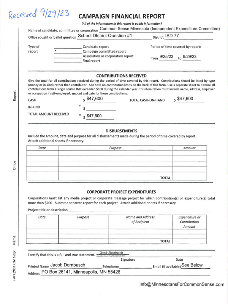 Finance Page Common Sense Minnesota | PDF