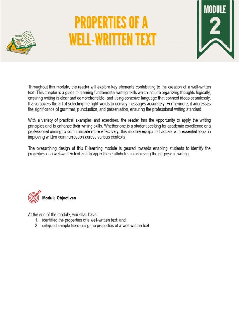 RWS Module 2 Properties of A WellWritten Text PDF