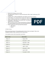 Python History and Versions: o o o o o o o o o o