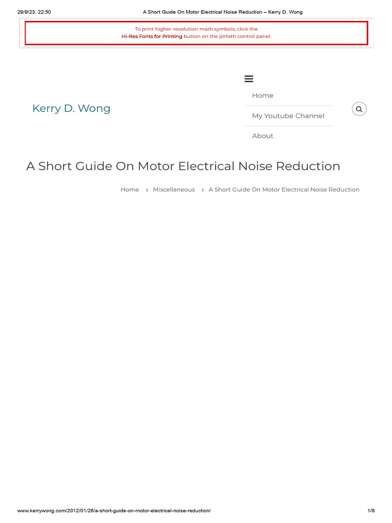 A Short Guide On Motor Electrical Noise Reduction - Kerry D. Wong | PDF