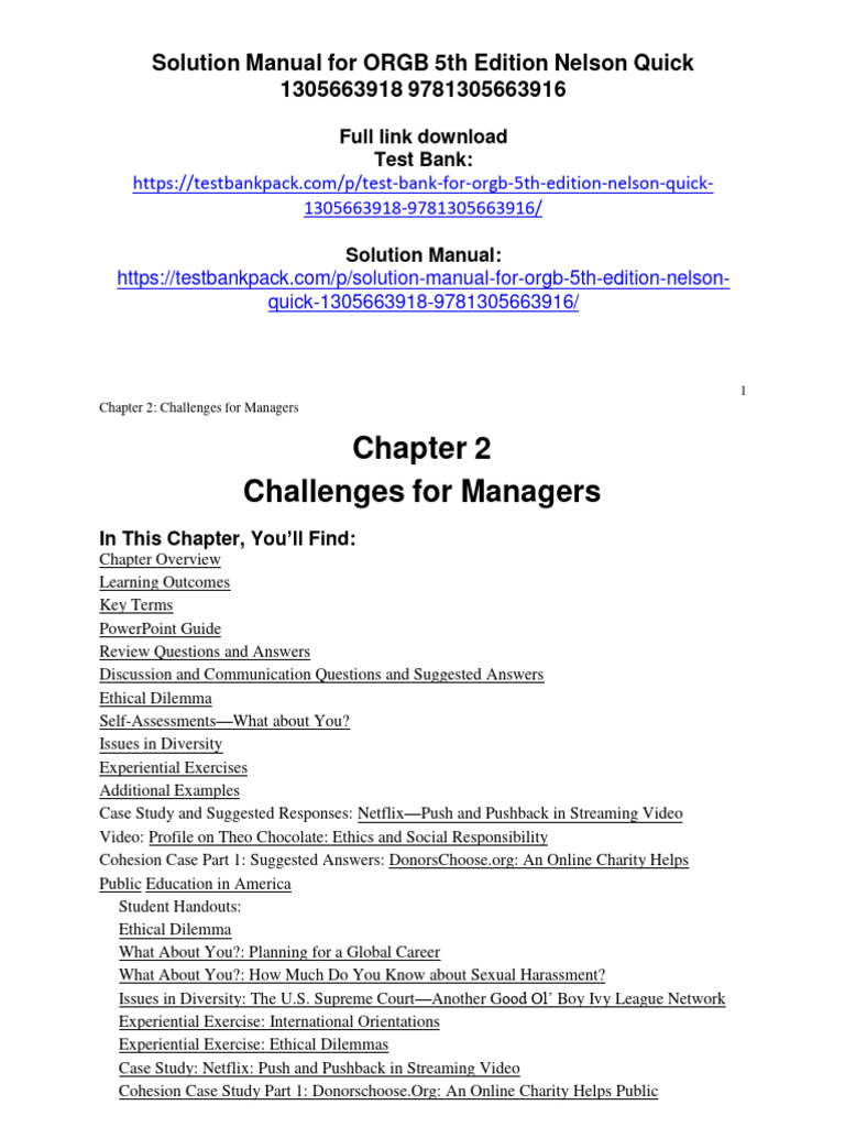 Solution Manual For ORGB 5th Edition Nelson Quick 1305663918 ...