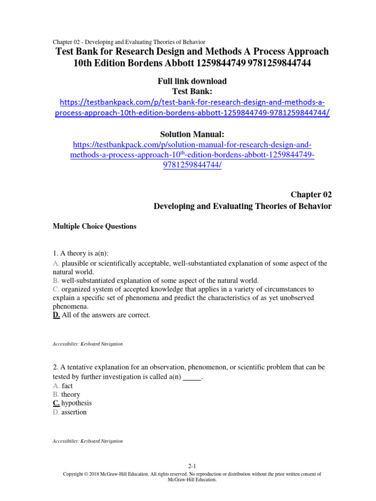 Test Bank For Research Design and Methods A Process Approach 10th ...