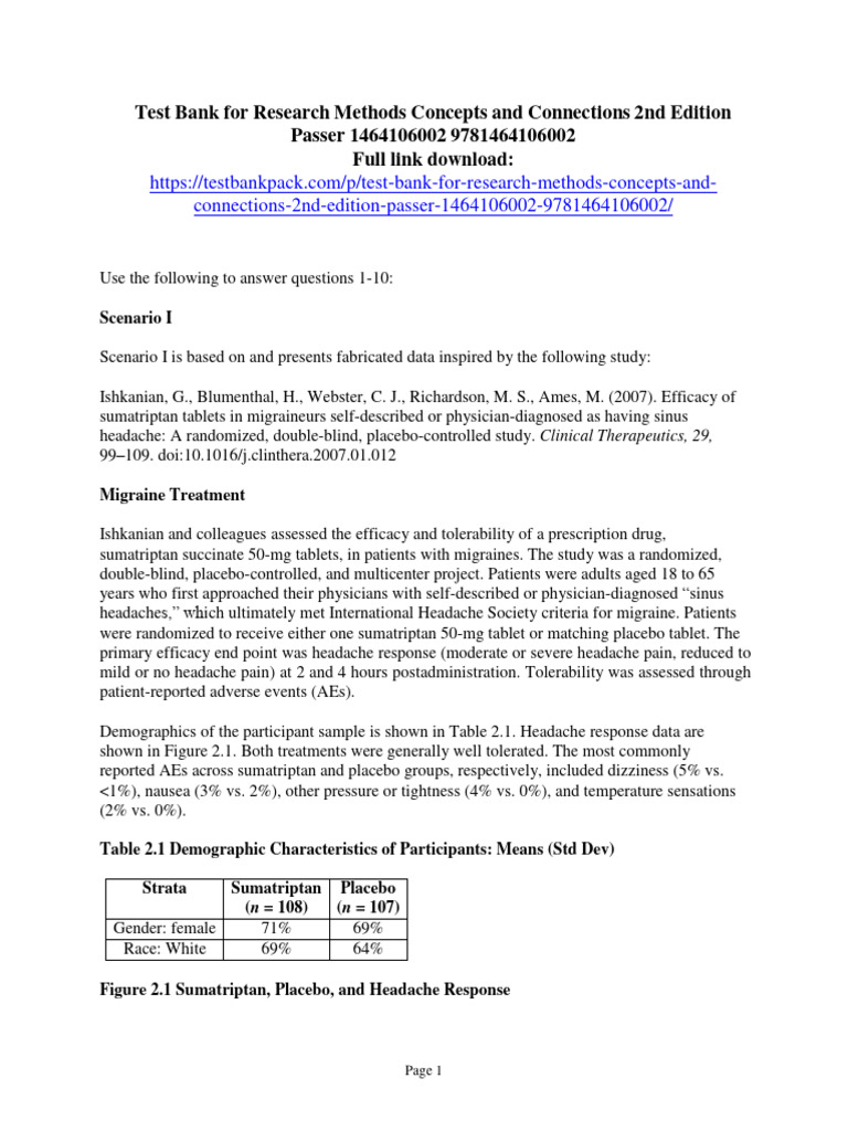 Test Bank For Research Methods Concepts and Connections 2nd Edition ...