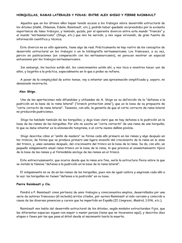 Horquillas y ramas: Shigo y Raimbault | PDF