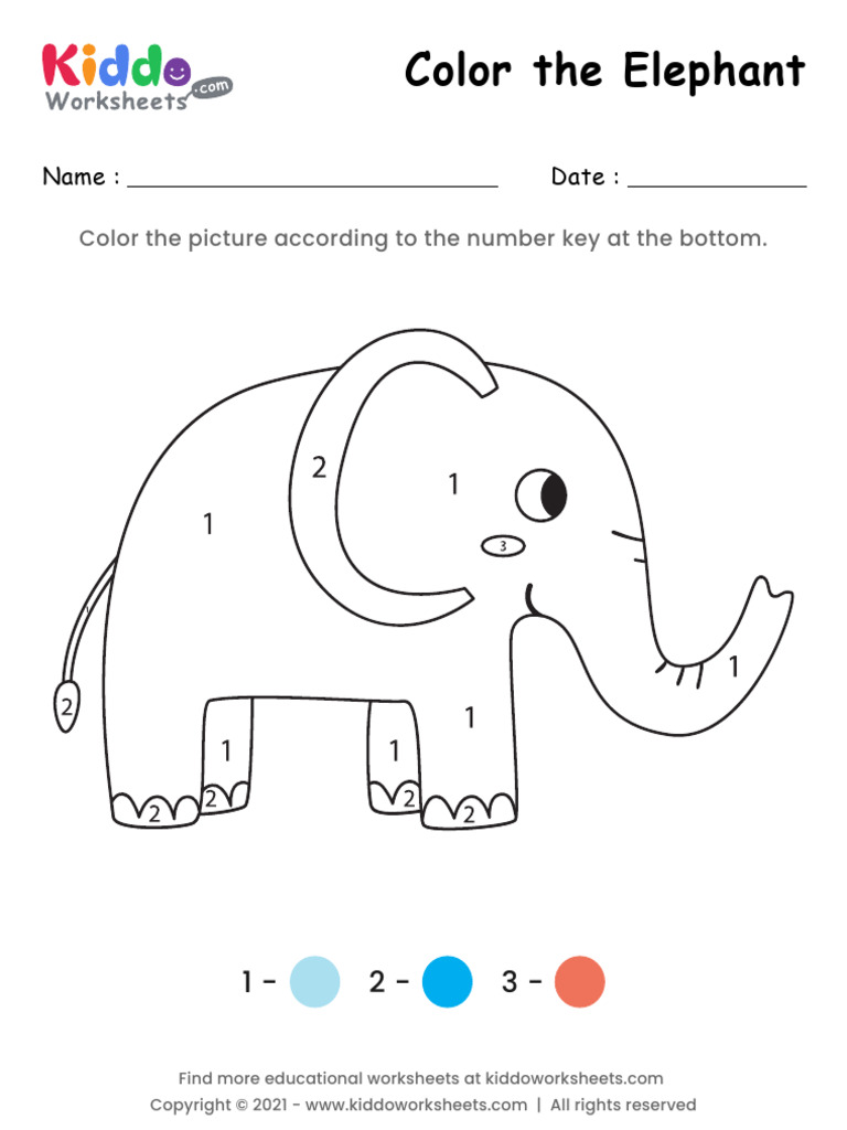 Color The Elephant Worksheet | PDF | Games & Activities