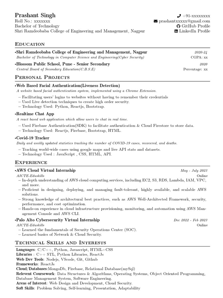 70 ATS Rating Resume Template PDF