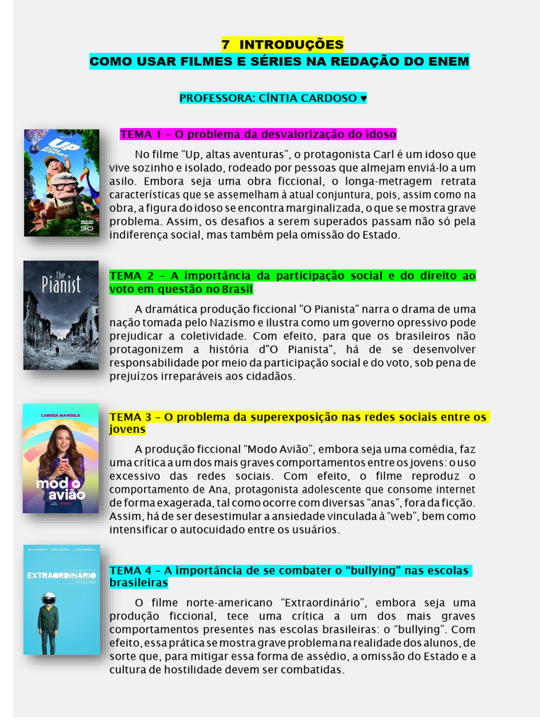 Usando Filmes na Redação do ENEM | PDF
