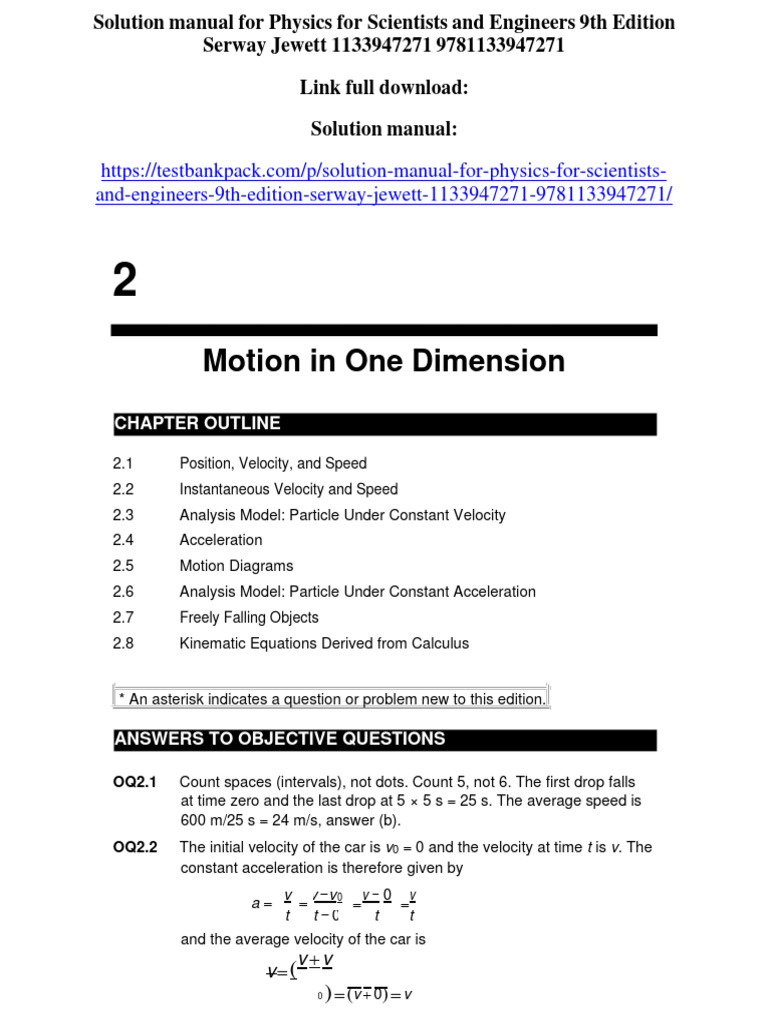 Solution manual for physics for scientists and engineers 9th edition