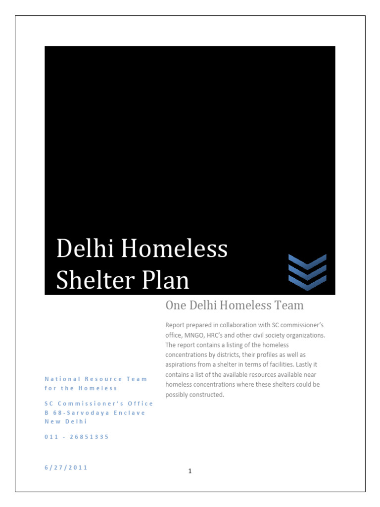 Delhi Homeless Shelter Plan Report | PDF | Poverty | Poverty & Homelessness