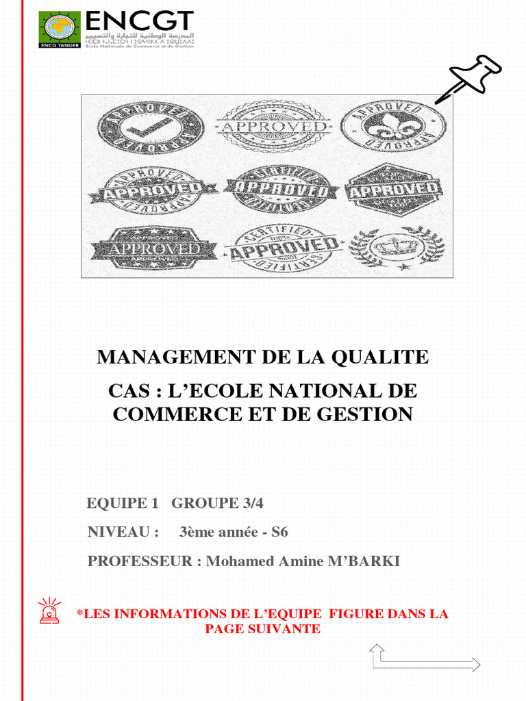 Management de La Qualite Cas Encgt | PDF