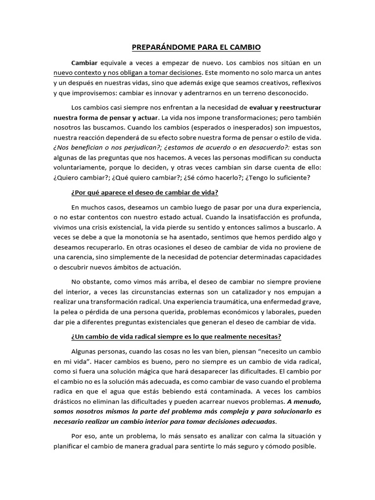 Claves para un Cambio de Vida Exitoso | PDF | Crecimiento personal y ...