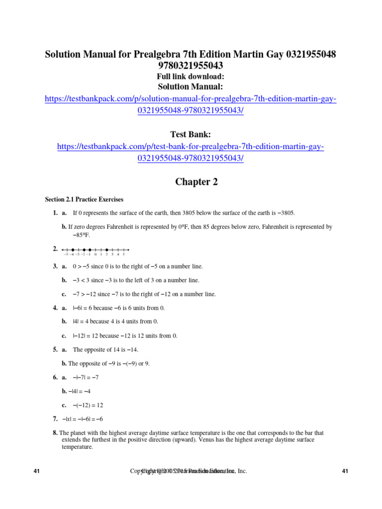 Solution Manual For Prealgebra 7th Edition Martin Gay 0321955048 ...