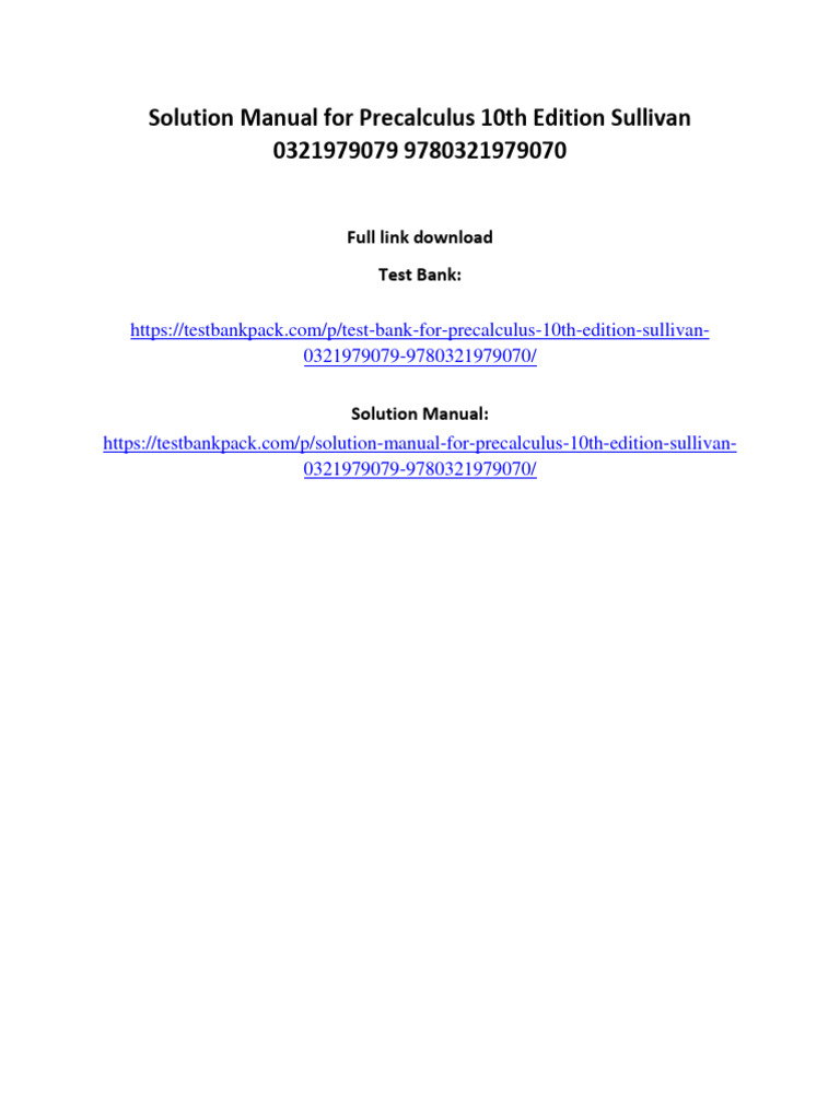 Solution Manual For Precalculus 10th Edition Sullivan 0321979079 ...