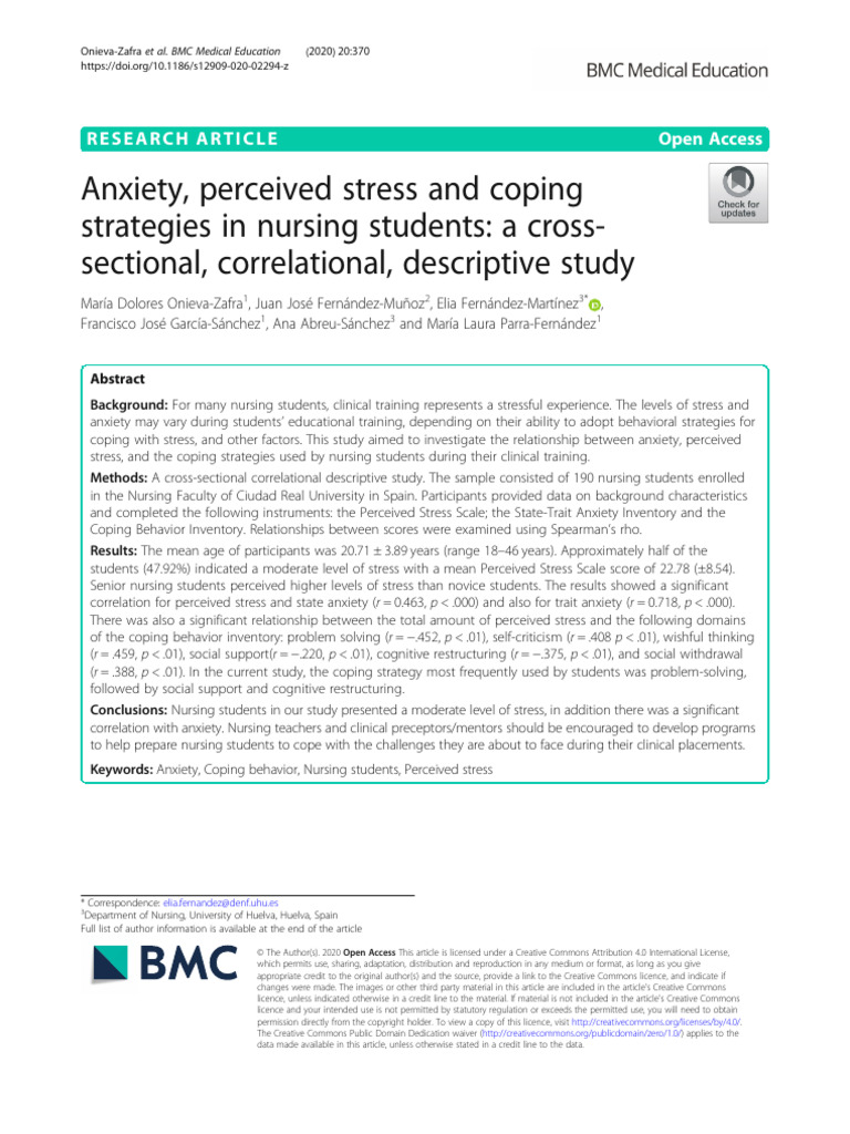 Anxiety, Perceived Stress and Coping | PDF | Behavioural Sciences ...