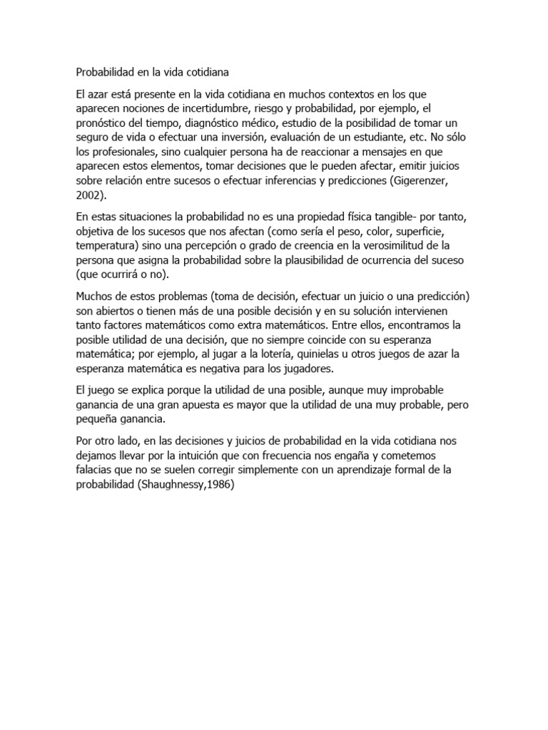 Probabilidad en La Vida Cotidiana | PDF