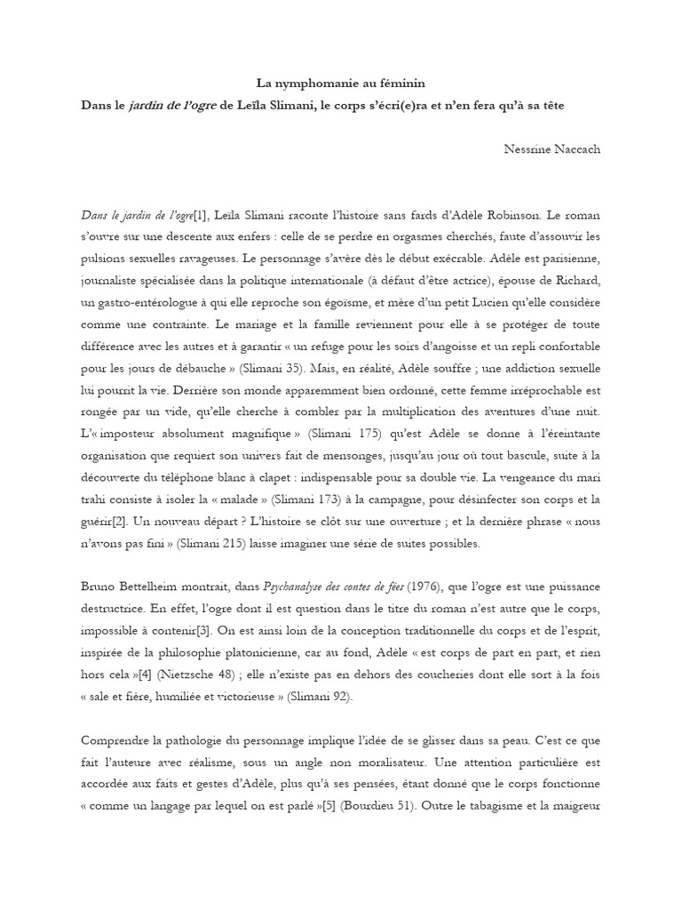 La Nymphomanie Au Féminin PDF