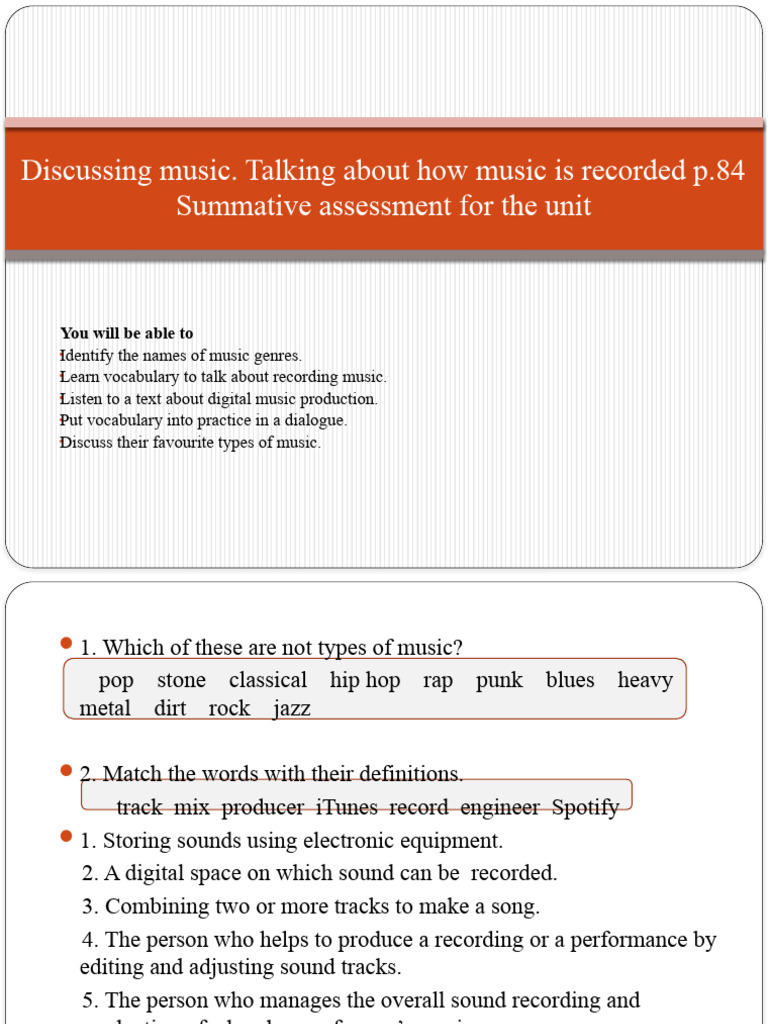 Music Genres And Production Vocabulary Pdf Language Arts Discipline
