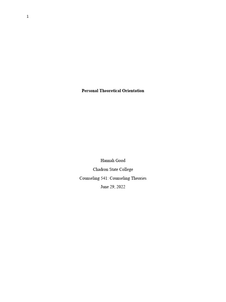 Theoretical Orientation Paper