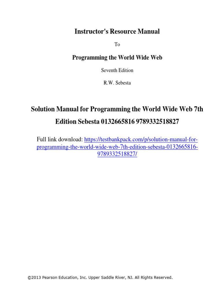 Solution Manual For Programming The World Wide Web 7th Edition Sebesta ...