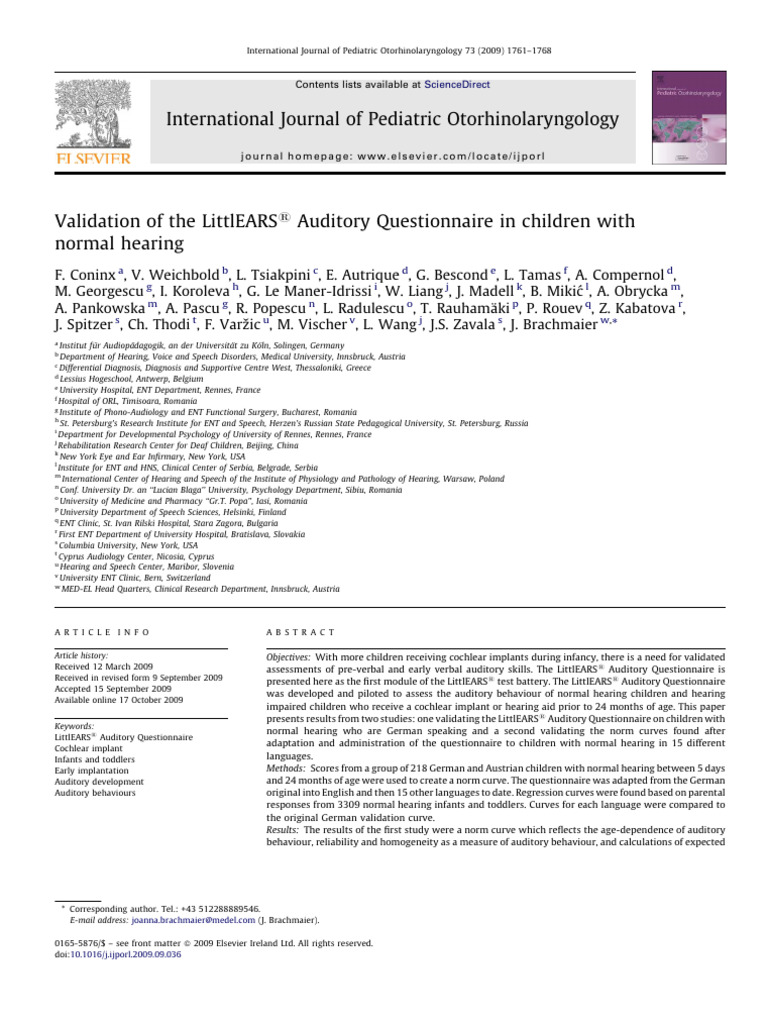 Validation of LittlEARS Auditory Tool | PDF