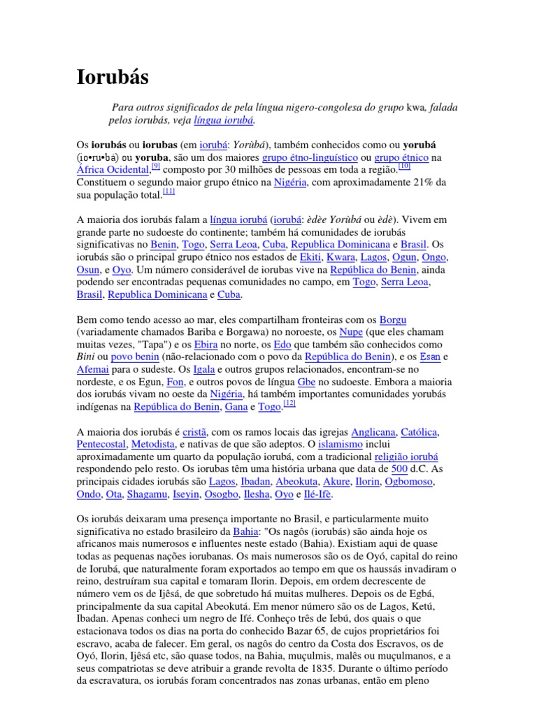 Povos Iorubás: Cultura e Localização | PDF | Etnia | África