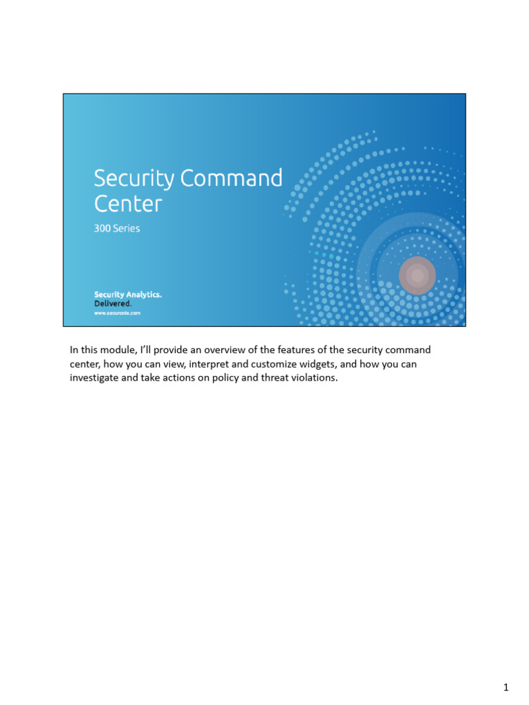 CSSA Lesson 5 Security Command Center - 6.3.1 | PDF | Computers