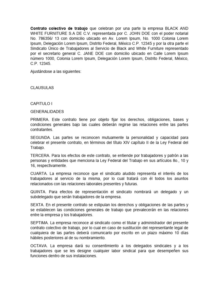 Contrato Individual y Colectivo Con Capacitacion | PDF | Finanzas y ...