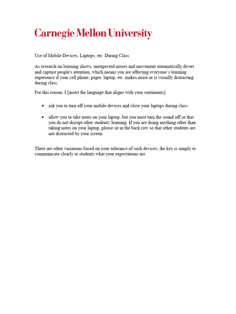 Use of Mobile Devices PDF