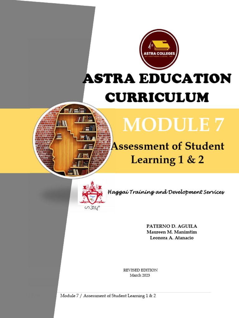Module 7 - Assessment of Student Learning 1 & 2 | PDF | Career & Growth ...