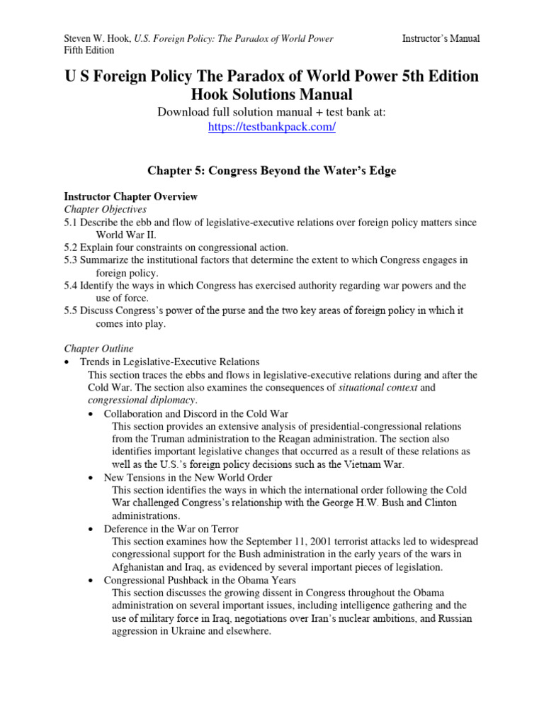 U S Foreign Policy The Paradox of World Power 5th Edition Hook ...
