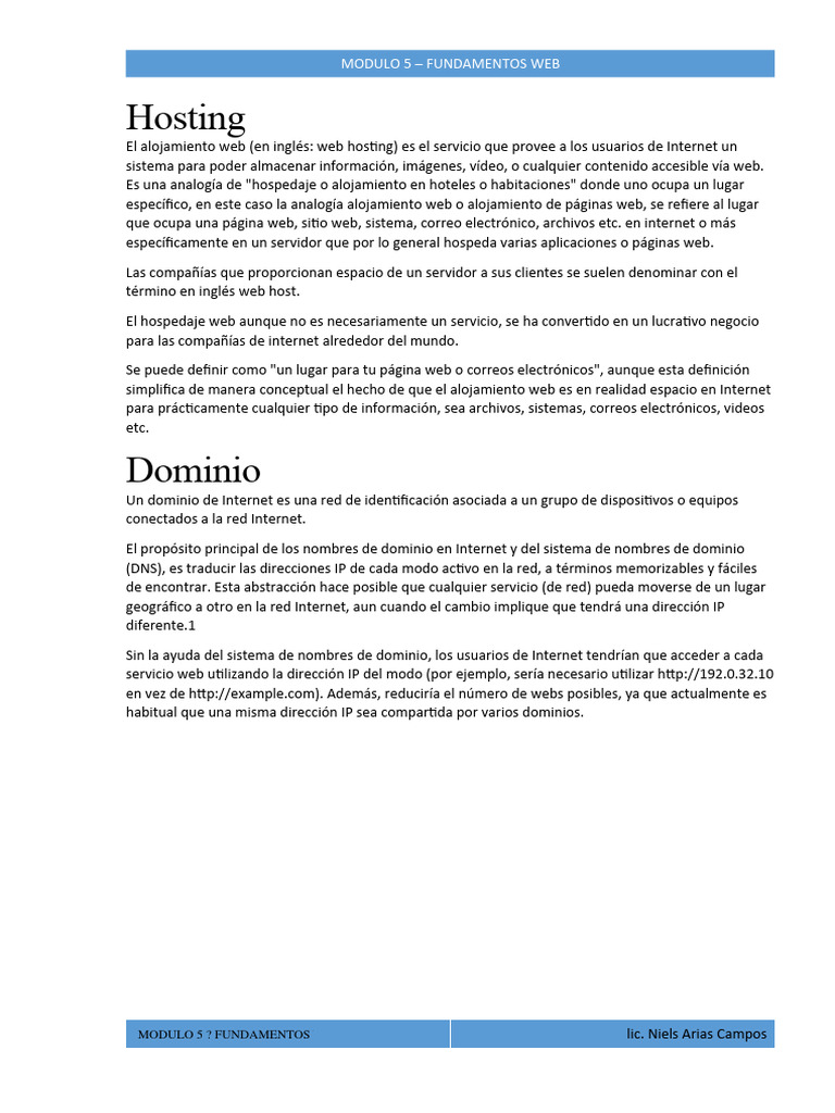 Hosting y Dominios | PDF | sistema de nombres de dominio | Red mundial