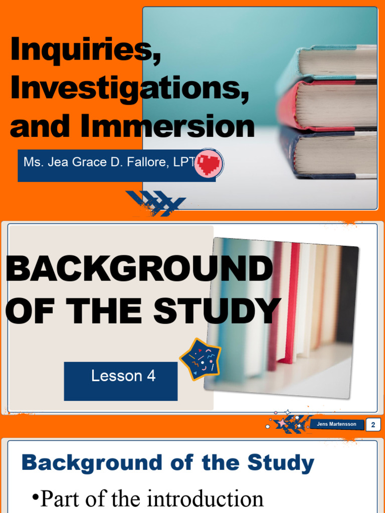 Week 2 Lesson 4 - Background of The Study | PDF