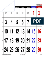 Calendario Noviembre 2025 Espana Horizontal Grandes Cifras