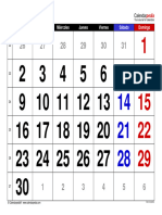 Calendario Junio 2025 Espana Horizontal Grandes Cifras