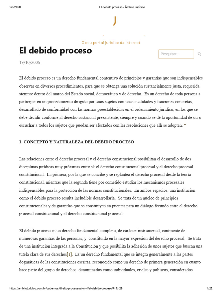 Concepto y Naturaleza del Debido Proceso | PDF