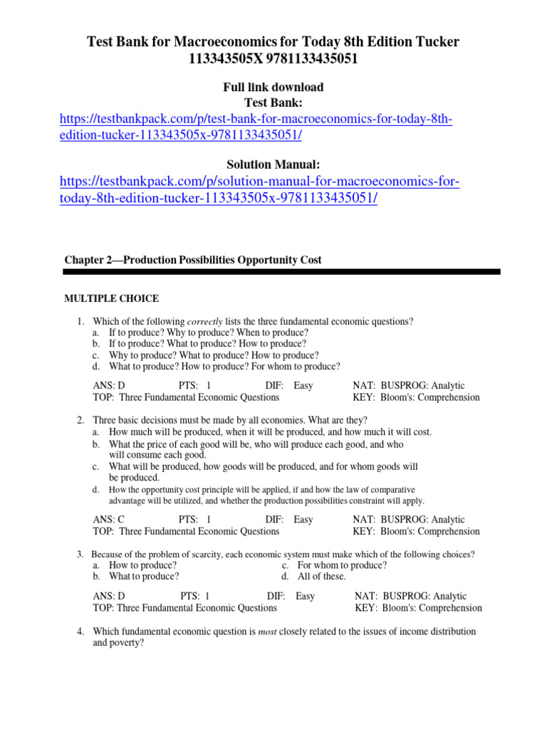 Test Bank for Macroeconomics 8th Edition | PDF