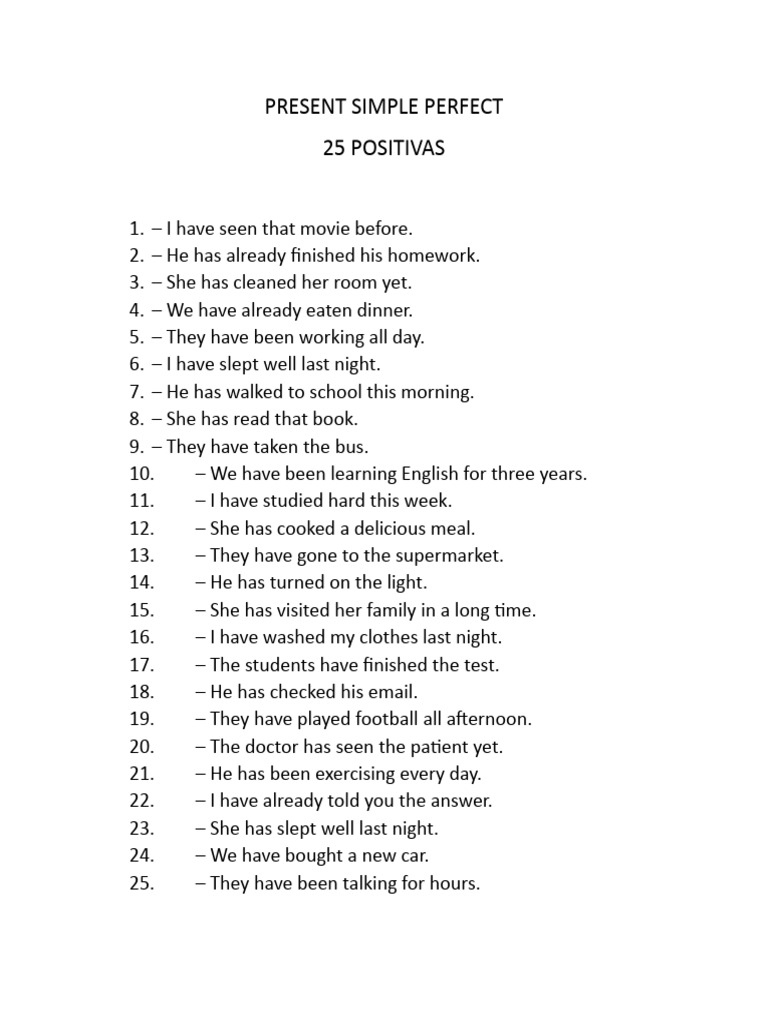 Present Simple Perfect | PDF