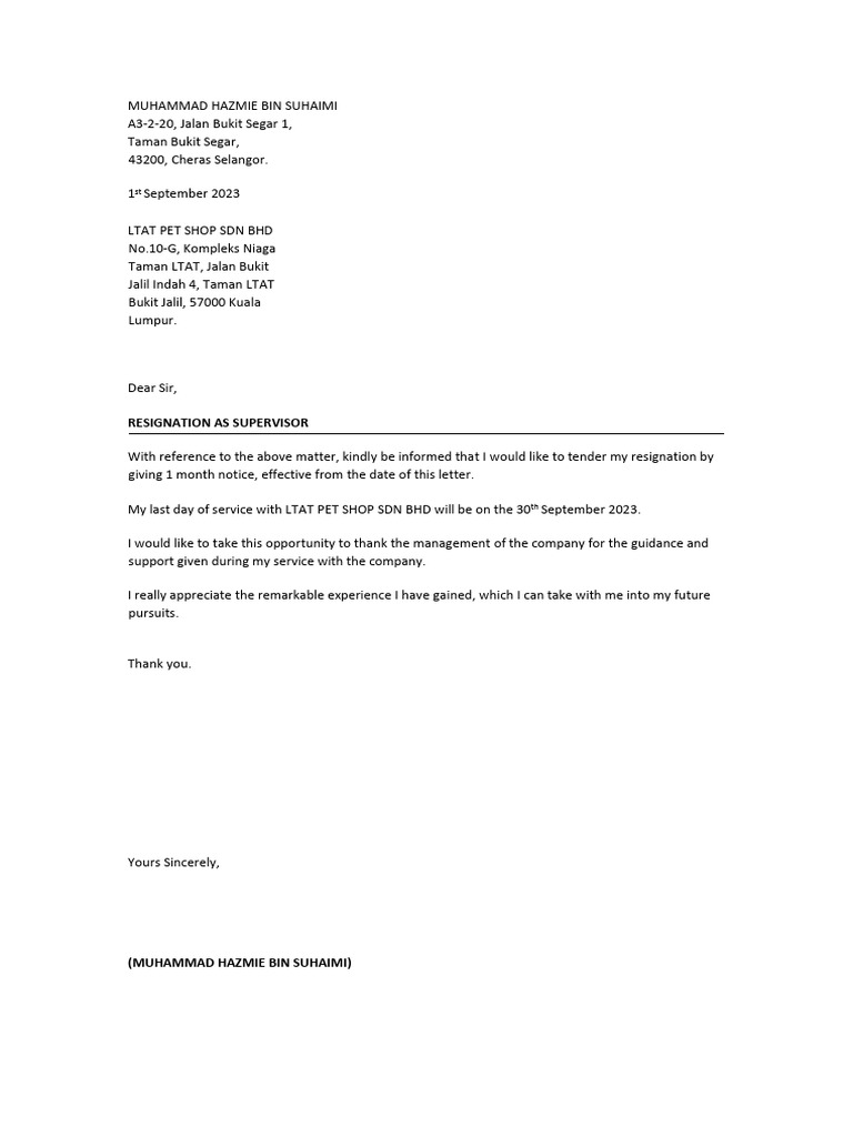 Resignation Letter | PDF